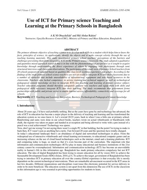 Pdf Use Of Ict For Primary Science Teaching And Learning At The