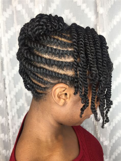 Shiny Juicy Flat Twists And Two Strand Twist Updo Natural Hair