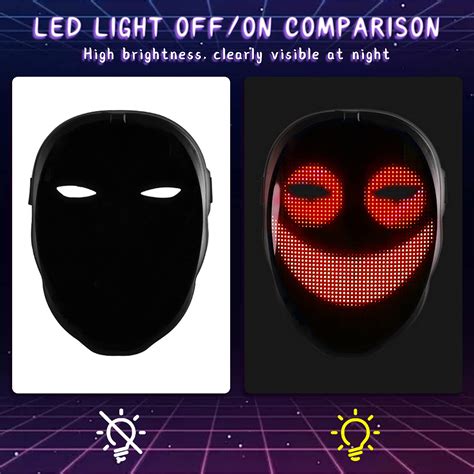 7thlake Led Mask With Bluetooth App Programmable Light Up Full Face