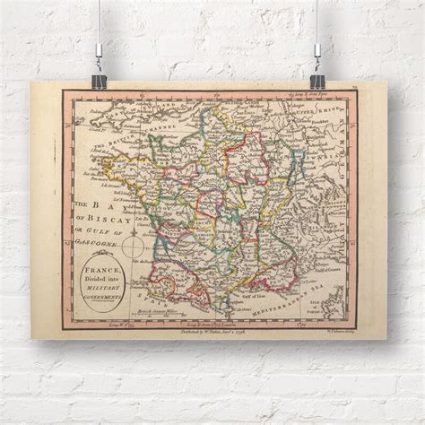 Map Of France Divided Into Military Governments 1798 Etsy