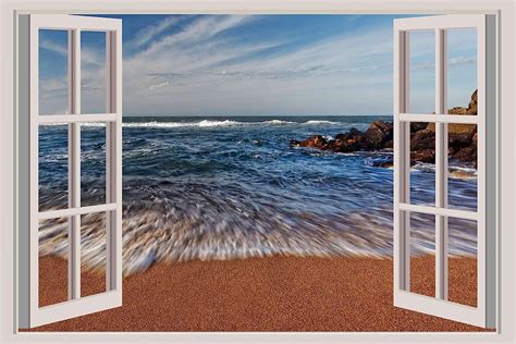 Beibehang Bxz1657 Wave Trail On The Sandy Beach Nature Hd 3d Window