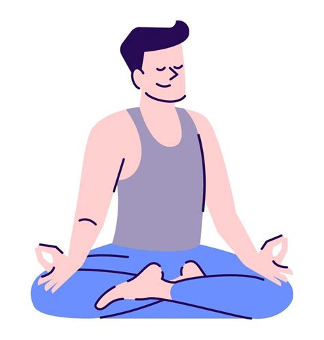 Practicar Yoga Y Meditaci N En Casa Ilustraci N De Vector De Color Rgb Semiplano Manejo Del