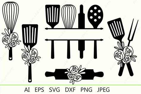 Kitchen Utensils Monogram Svg Bundle Graphic By Anastasiyaartdesign · Creative Fabrica