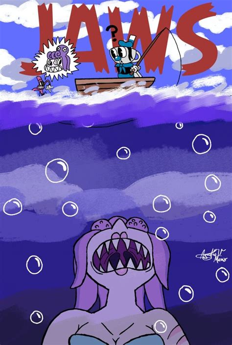Jaws Featuring Mugman And Cala Maria Dibujos Animados Bonitos Diseño De Personajes