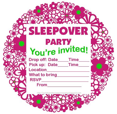 Free Printable Sleepover Party Invitations Hundreds Of Slumber Party Invitations Sorted Into