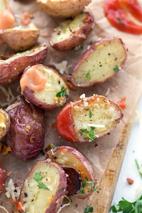 Pour olive oil over the potatoes and toss until they are coated in oil. Extra Crispy Garlic Parmesan Roasted Red Potatoes with ...