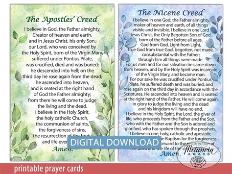 Nicene Creed Apostles Creed I Believe In God Prayer Creed Etsy Norway