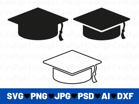 Graduation Cap SVG Cut Files For Cricut Silhouette Vector Instant Digital Download Svg Png