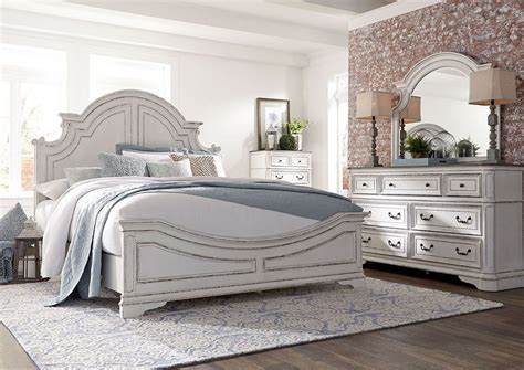 Magnolia Manor King Size Panel Bedroom Set White Home Furniture