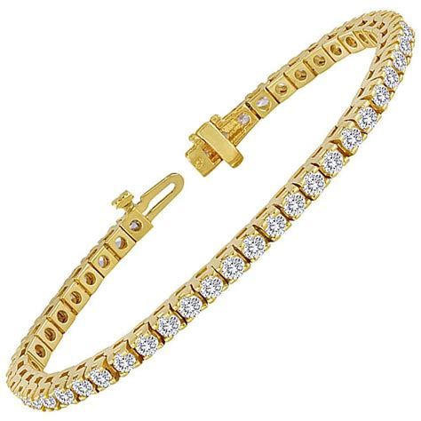 325 Carat Diamond Yellow Gold Tennis Bracelet For Sale At 1stdibs