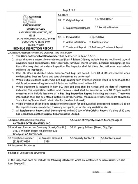 Pest Control Inspection Form Fill Out And Sign Printable Pdf Template