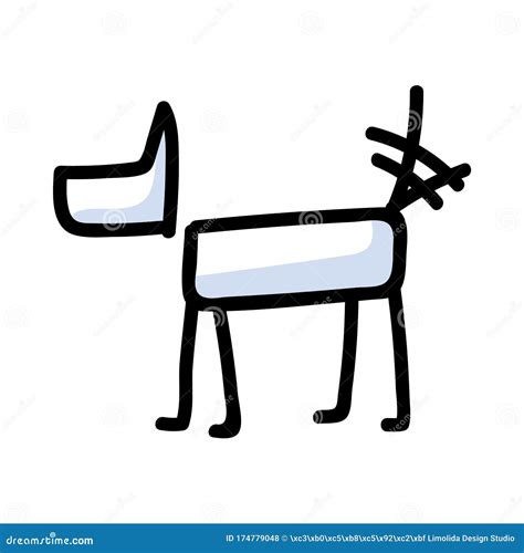 Cute Stick Figure Dog Wagging Tail Vector Clipart Bujo Bullet Journal