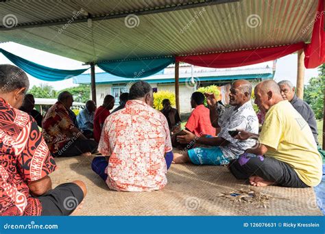 Group Of Fijian Men Drinking Kava In Fiji Editorial Photo Image Of