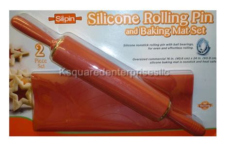 New Sealed Sil Pin Silicone Rolling Pin And Baking Mat Set 2 Piece Set