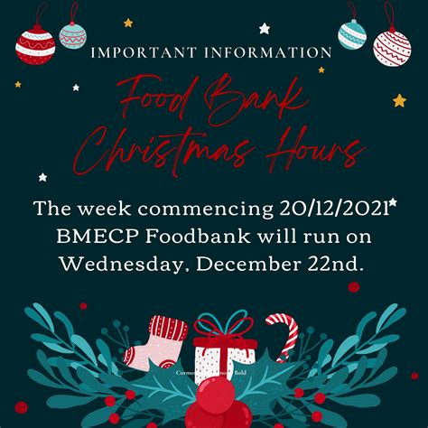 Food Bank Christmas Hours Bmecp Centre