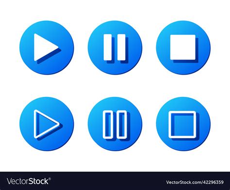 Play Pause And Stop Blue Media Player Buttons Vector Image