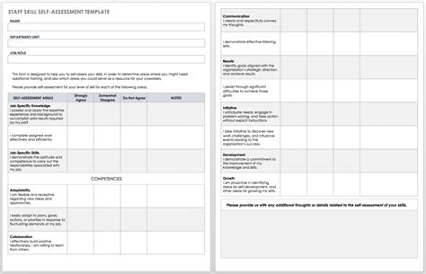 Free Self Evaluation Templates Smartsheet Fillable Form 2023