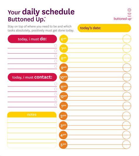 Printable Blank Daily Schedule Template Porn Sex Picture