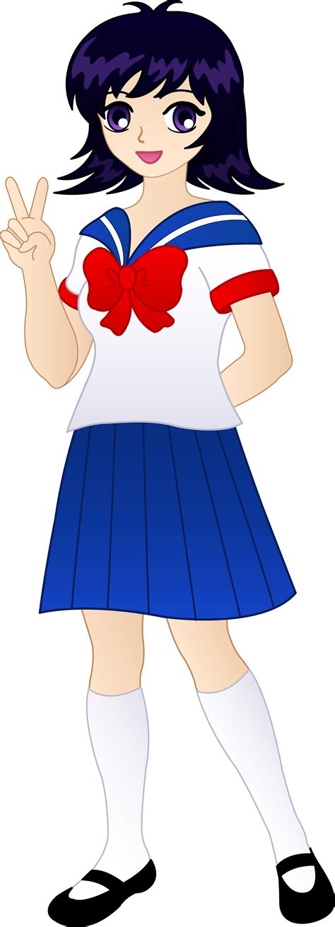 Cute Anime School Girl Free Clip Art