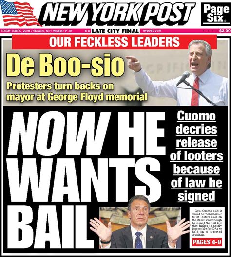 Ny Post Cover For June 5 2020 New York Post