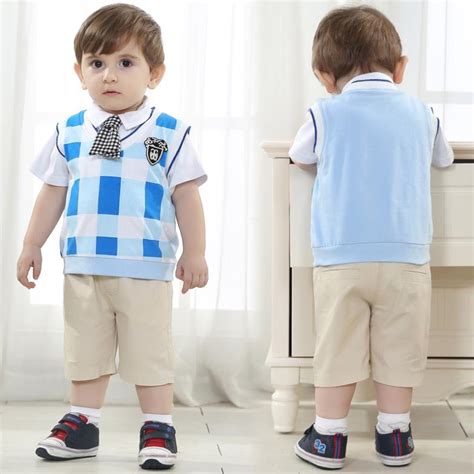 From basic bodysuits to special occasion frocks, these children clothing lines have everything you need. brand high quality plaid shirt+trousers+tie baby boy 3 ...