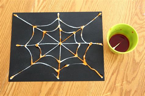 Salt Painted Spider Web Spider Web Craft Halloween Preschool Spider