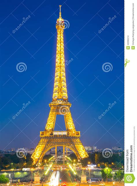 Eiffel Tower Paris Dusk Editorial Stock Image Image Of French 42285514