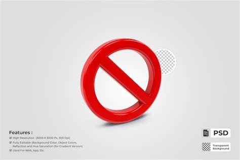Premium Psd 3d Forbidden Sign Or Red Prohibited Sign No Icon Warning