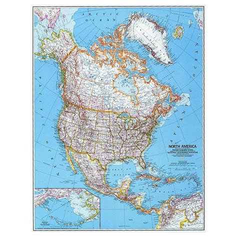 National Geographic Continent Map North America Politically