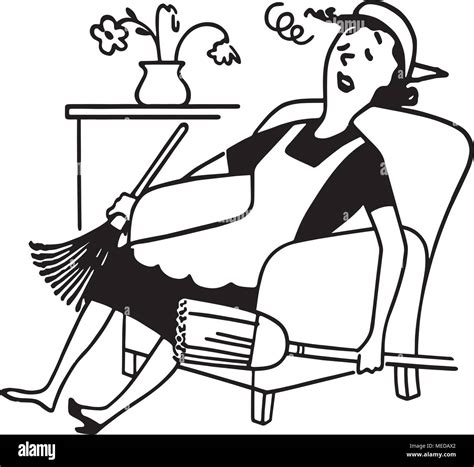 exhausted housewife retro clipart illustration stock vector image and art alamy