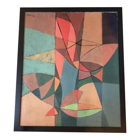 Vintage Large Original Geometric Abstract Painting Signed 1950s Chairish
