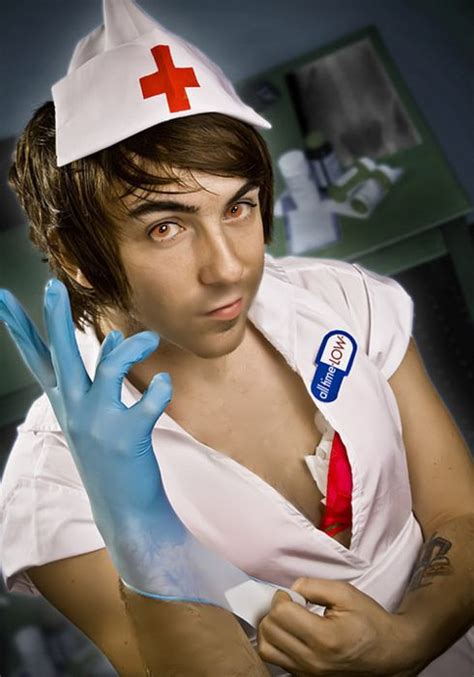 Alex Gaskarth Dressed As The Nurse From The Blink Album Cover XD I