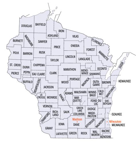 Wisconsin Counties Map Permit Place