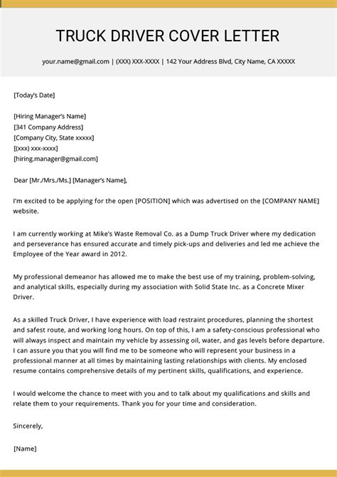 Truck driver cover letter tips and guidelines. Truck Driver Cover Letter Example & Writing Tips | Resume ...