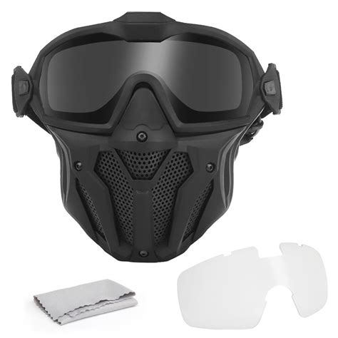 tactical mask detachable goggle with anti fog fan system full face protective cs wargame combat
