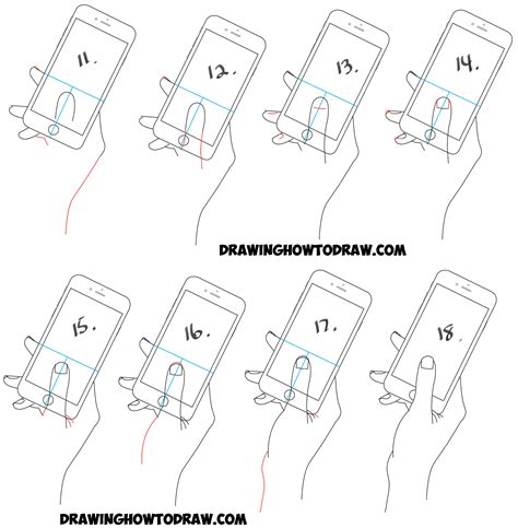 How To Draw A Hand Holding A Cell Phone Iphone In Easy Step By Step