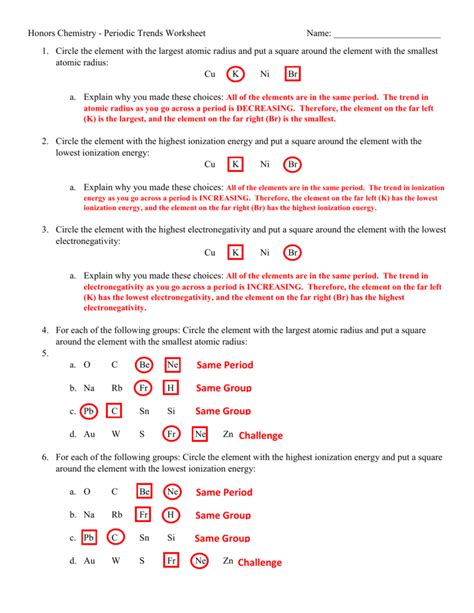 Periodic trends worksheets answer key. Worksheet 7 Trends On The Periodic Table Topic 2 Answer Key | Review Home Decor