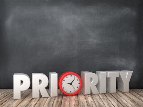 Premium Photo Rendering Illustration Of Priority Word With Clock On