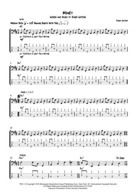 Pink floyd money bass tab pdf. Money Bass Transcription With Tab Sheet Music PDF Download - coolsheetmusic.com