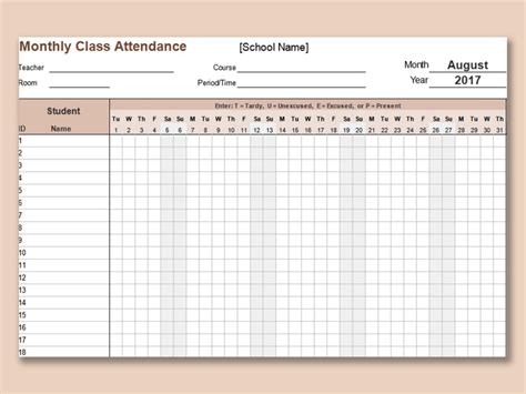 Top 10 Printable Monthly Attendance Register Template For 45 Off