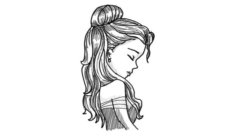 The Gallery For How To Draw Girl Hair Side View