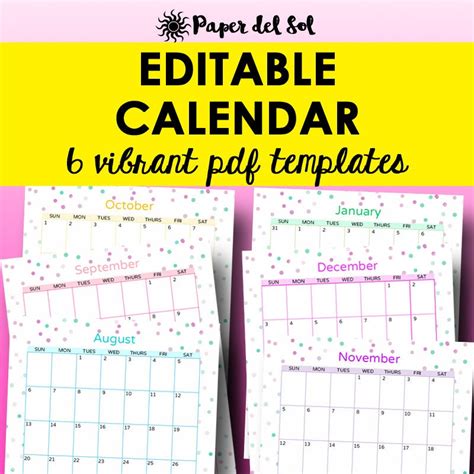 Free Monthly Calendar Printable And Editable Calendar Printables Free