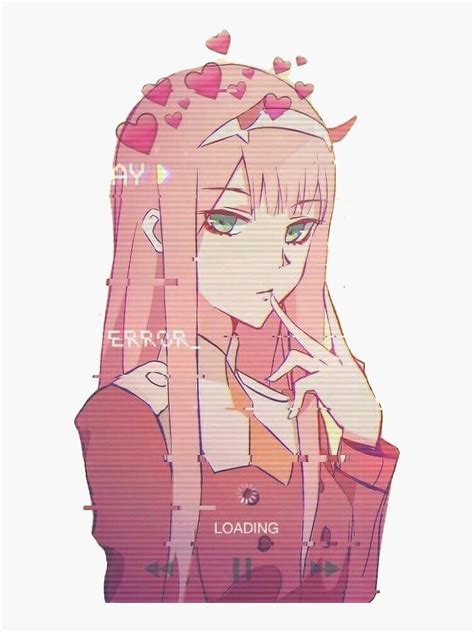 Zero Two With Hearts Sticker By Eatashes Redbubble