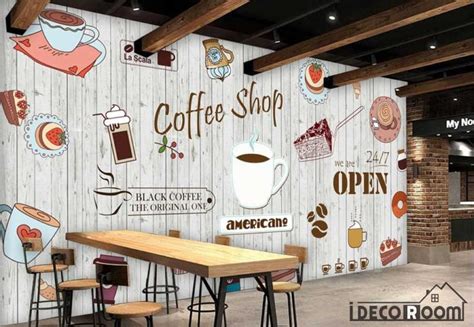 Looking for more than just great wall art decor to spruce up your home? White Wooden Wall Graphic Design Coffee Shop Restaurant Art Wall Mural - IDecoRoom