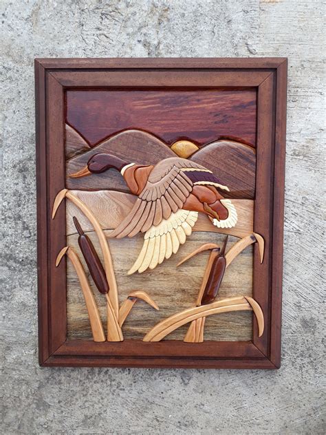 Intarsia Duck Intarsia Wooden Art Birds Art Table Art Wild Life