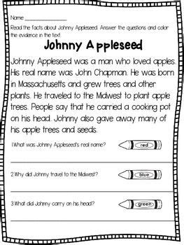 You'll find cute johnny appleseed, science, crafts, poems and printables to complete your apple theme lesson plans. Johnny Appleseed Activities | Reading passages, Johnny ...