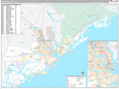 Charleston County Sc Wall Map Premium Style By Marketmaps