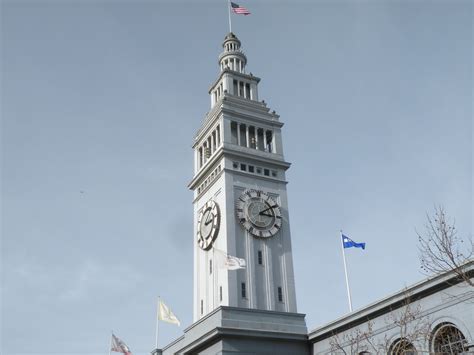 Ferry Building Clock Tower At Fishermans Wharf In San Francisco A