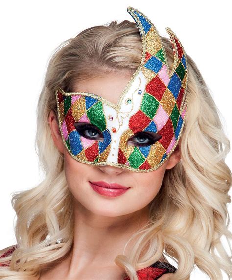 Ladies Venetian Jester Mask Deluxe Gold Venice Masquerade Harlequin Eye Mask New 8712026002006