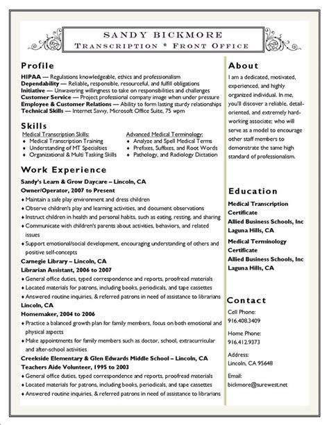 Download our free sample to get started today! Sandy Bickmore Resume - Medical Transcription, Medical ...
